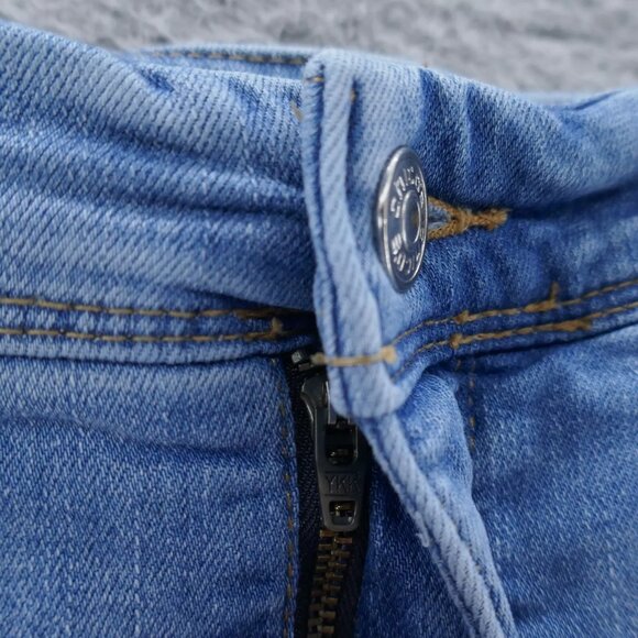 Chicos Womens So Slimming Girlfriend Destructed Crop Jeans 0 Size 4 Blue Stretch - Picture 4 of 12